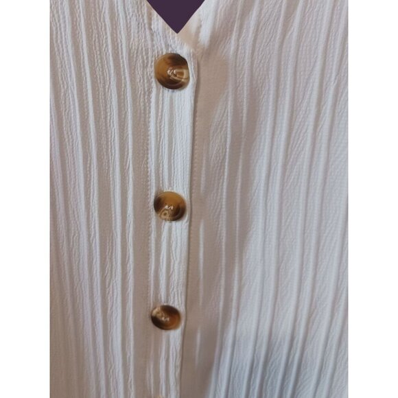 Sleeveless  Button-Down Mini Dress With Ruffle Casual Dress Fashion Size Large - Picture 8 of 9